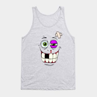 Smiley Beat-up Monster Face Tank Top